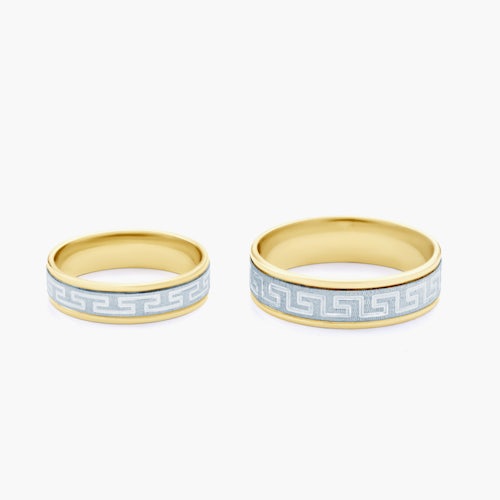 Obrączki ślubne: dwukolorowe złoto, płaskie, 5 mm